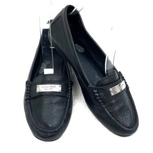 Coach Women's Black 6.5 Fredrica Shoes Casual Leather Slip On Loafer Classic